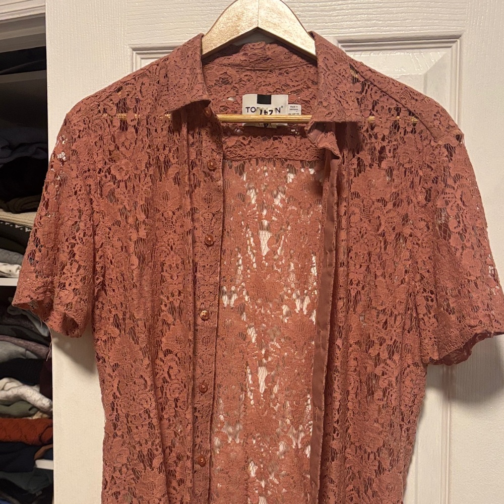 Torrid Rust Lace Short Sleeve Top